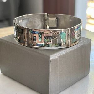 Vintage Sterling Silver Abalone Bracelet